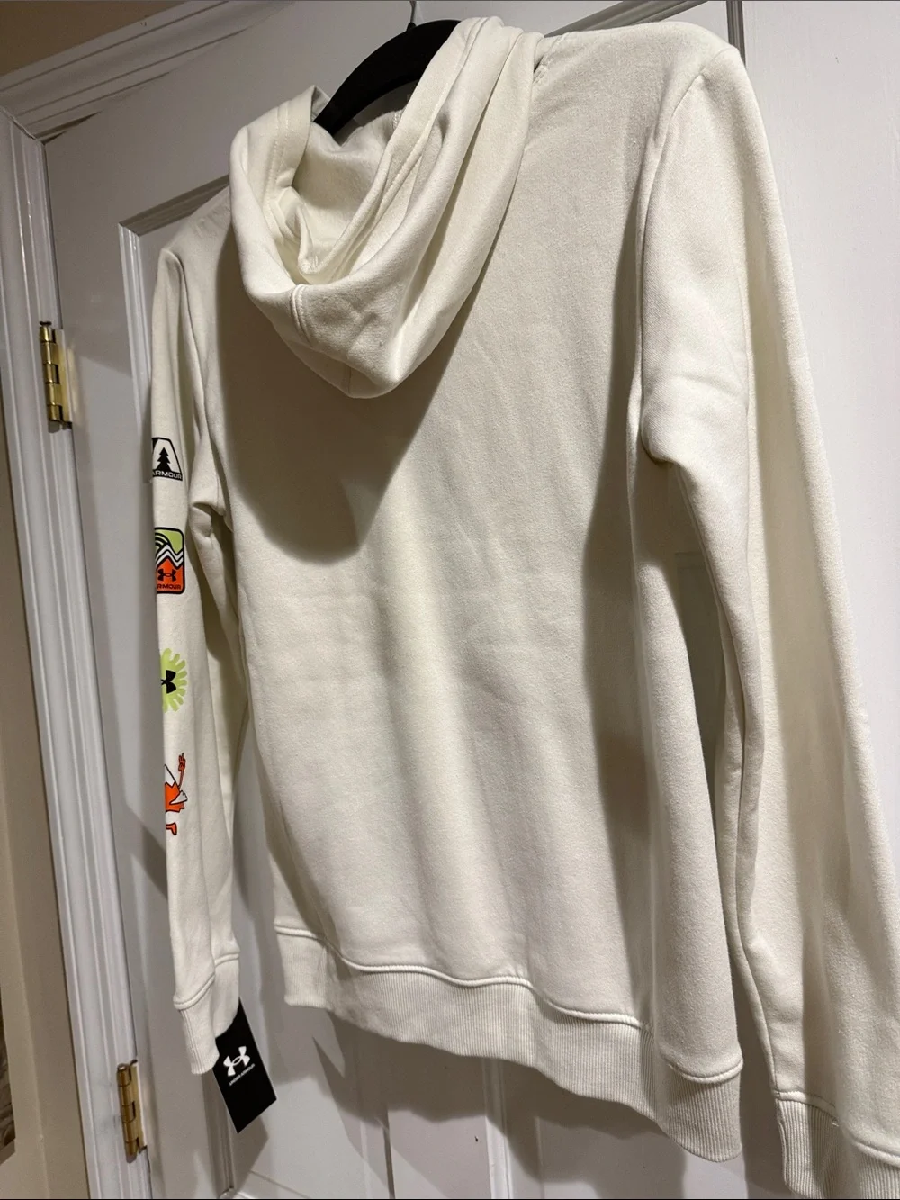 Under Armour White Hoodie with Orange and Tan Graphic
